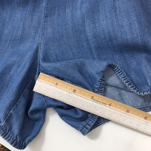 LOFT Ann Taylor Chambray Rompers Shorts Womens 00 Light Wash Denim Roll Tab - Picture 12 of 15